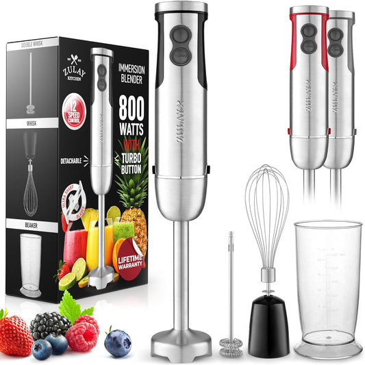 Zulay 3-in-1 800W Hand Blender - 12 Speeds