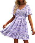 Womens Floral Smocked V Neck Sundress with Pockets - Cute Spring 2025