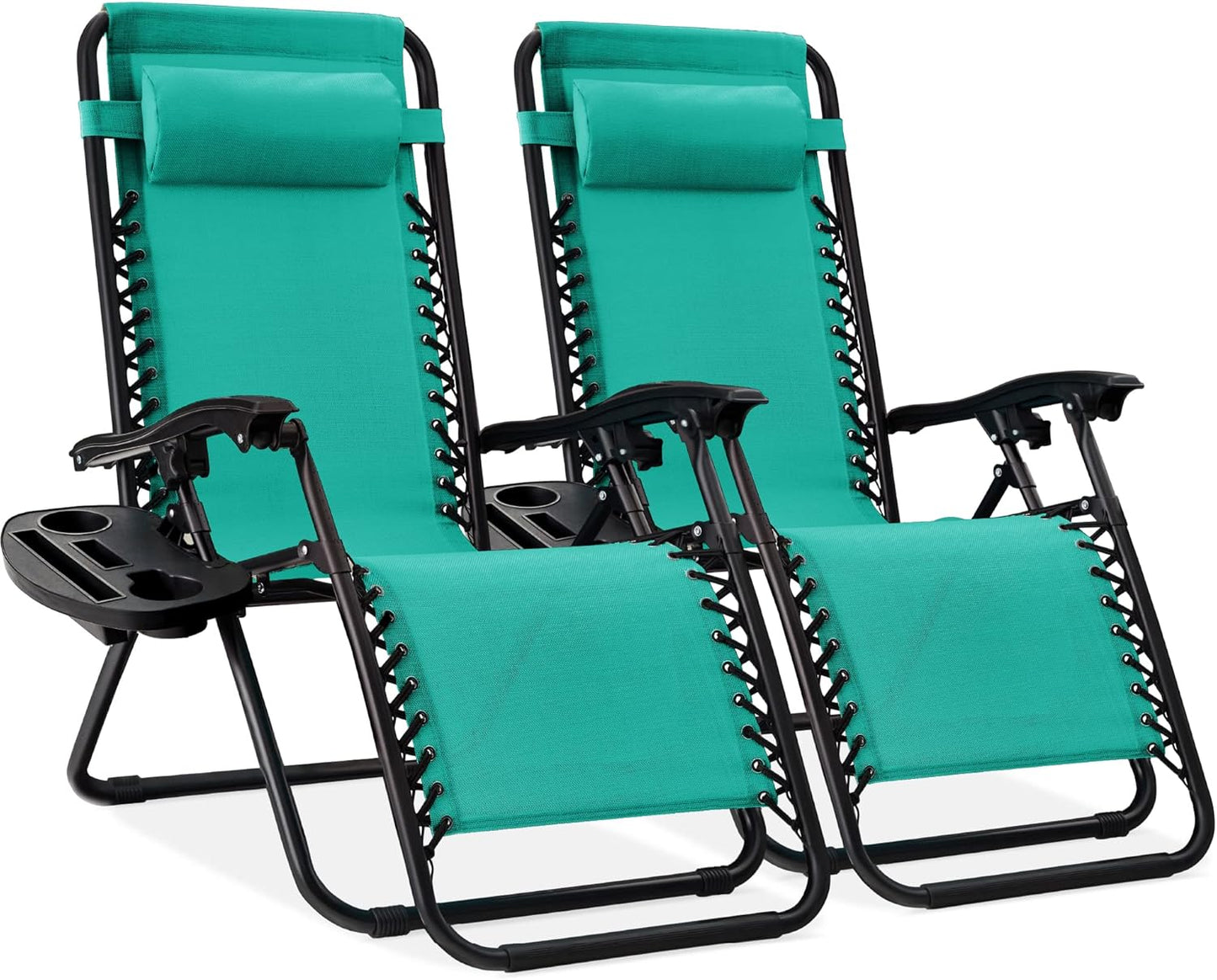 Adjustable Steel Mesh Zero Gravity Lounge Chair Recliners Set