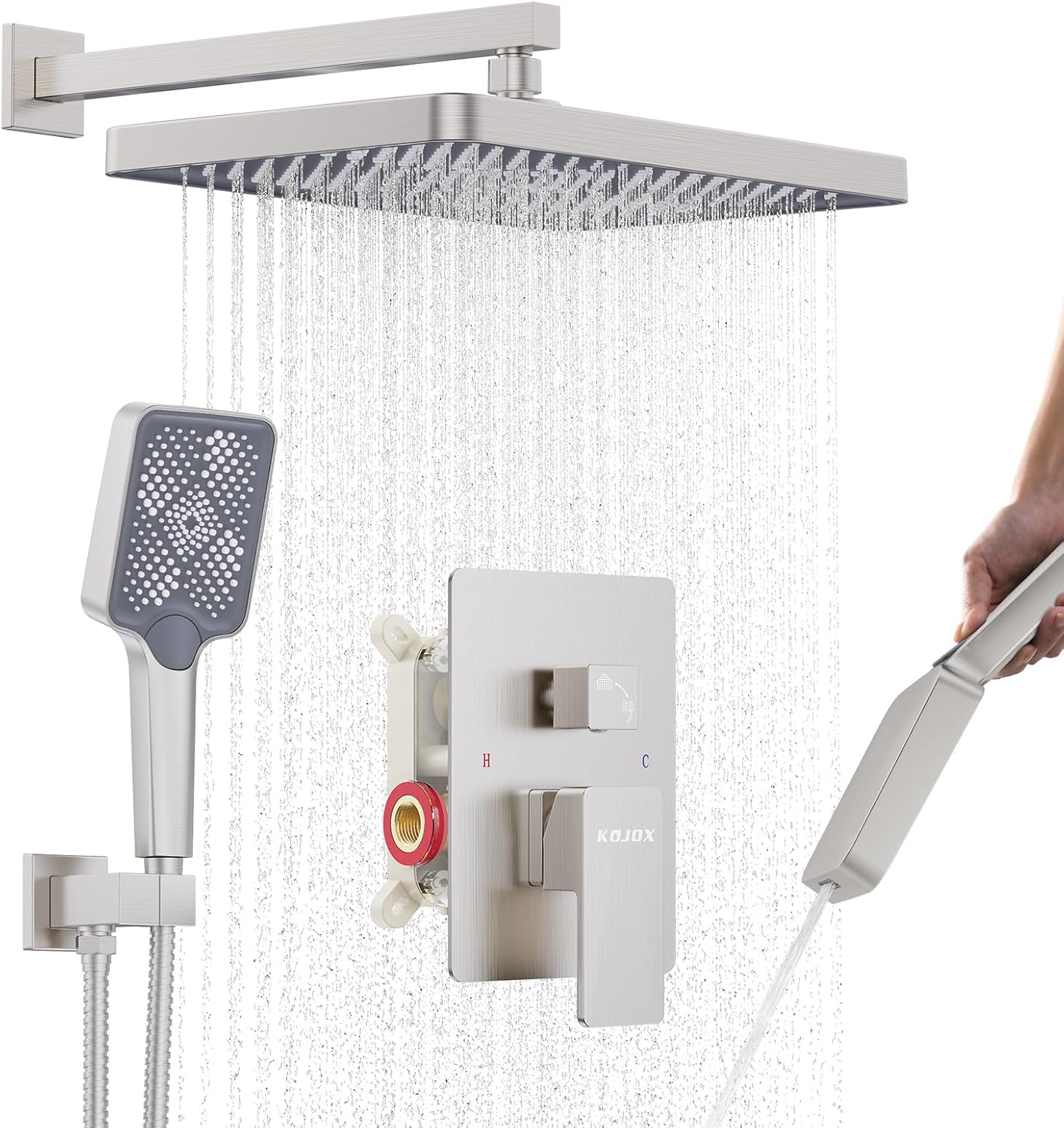13-Inch Rainfall Shower Head System with Handheld Sprayer Set
