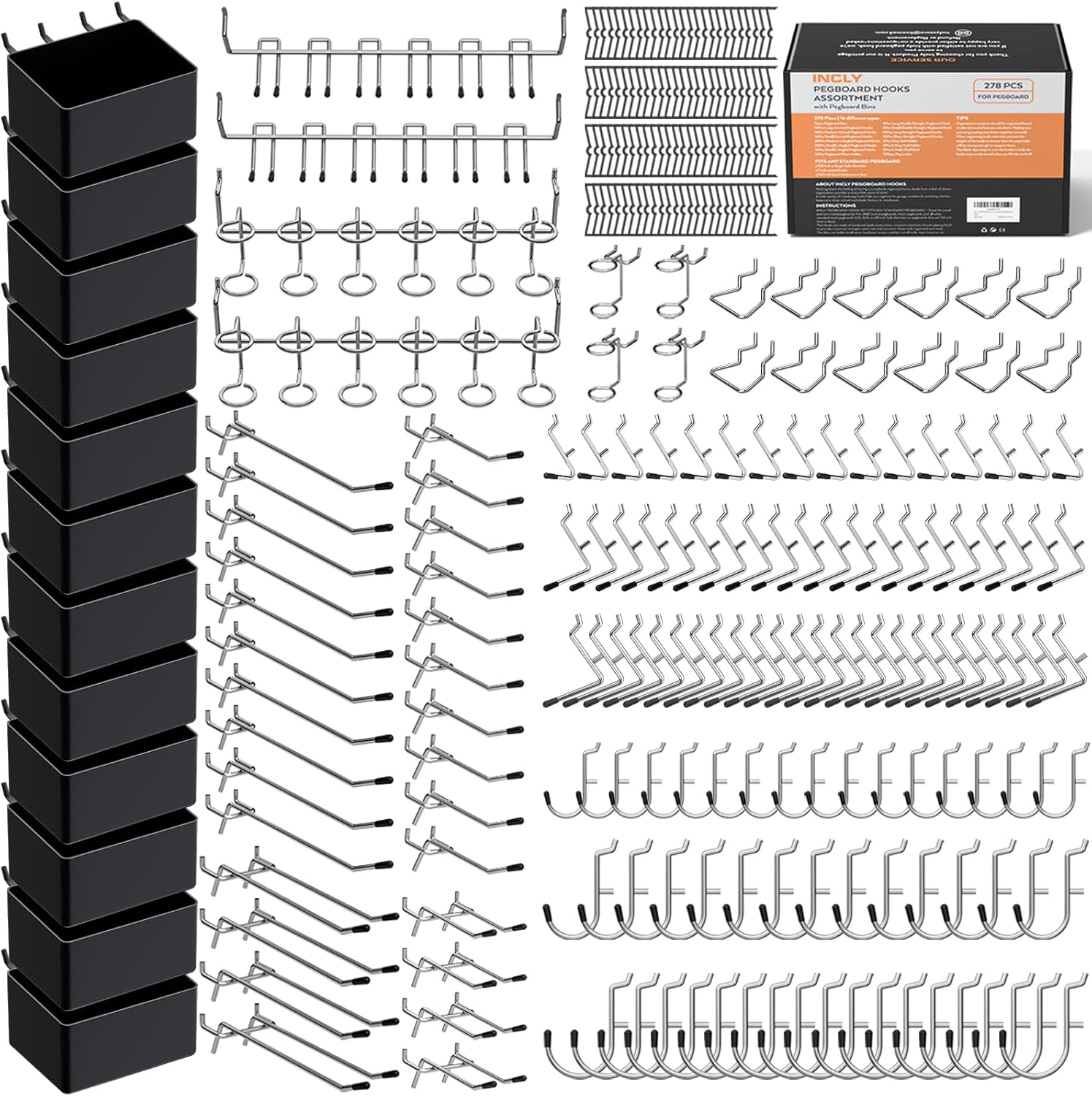 278PCS Pegboard Accessories Organizer Kit for Tool Storage