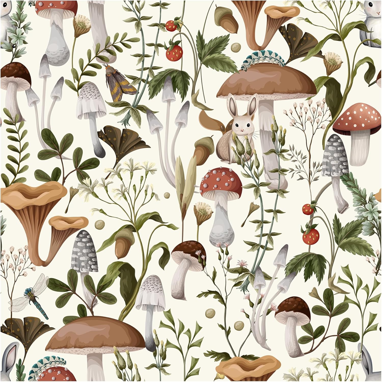 Mushroom Wallpaper Peel and Stick Boho Style for Home Decor