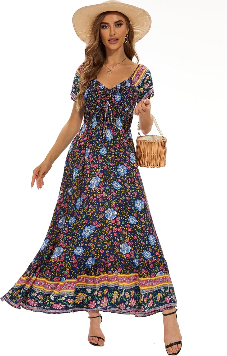 Women's Summer Floral Maxi Dress for Beach Parties and More