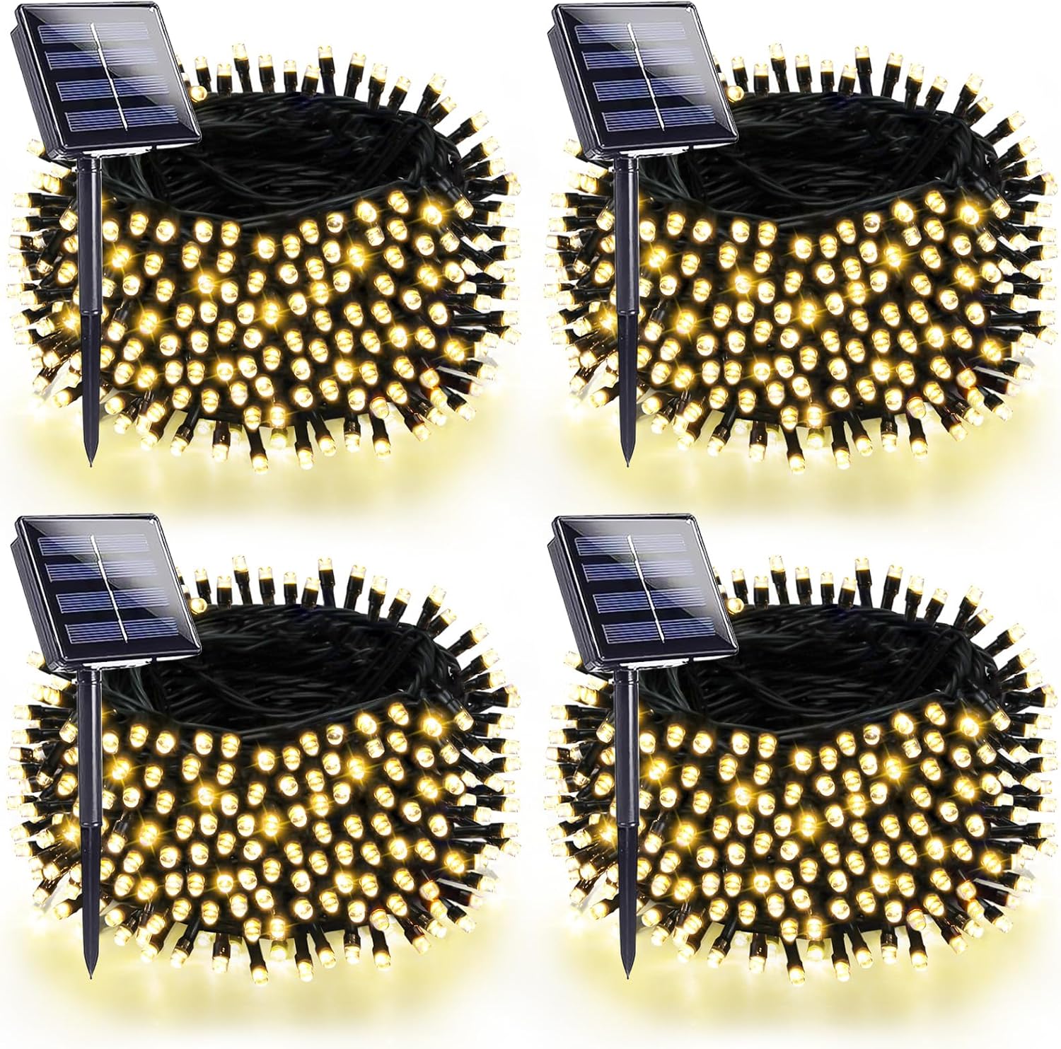 4 Pack 180FT Solar String Lights for Outside, Bright 320 LED