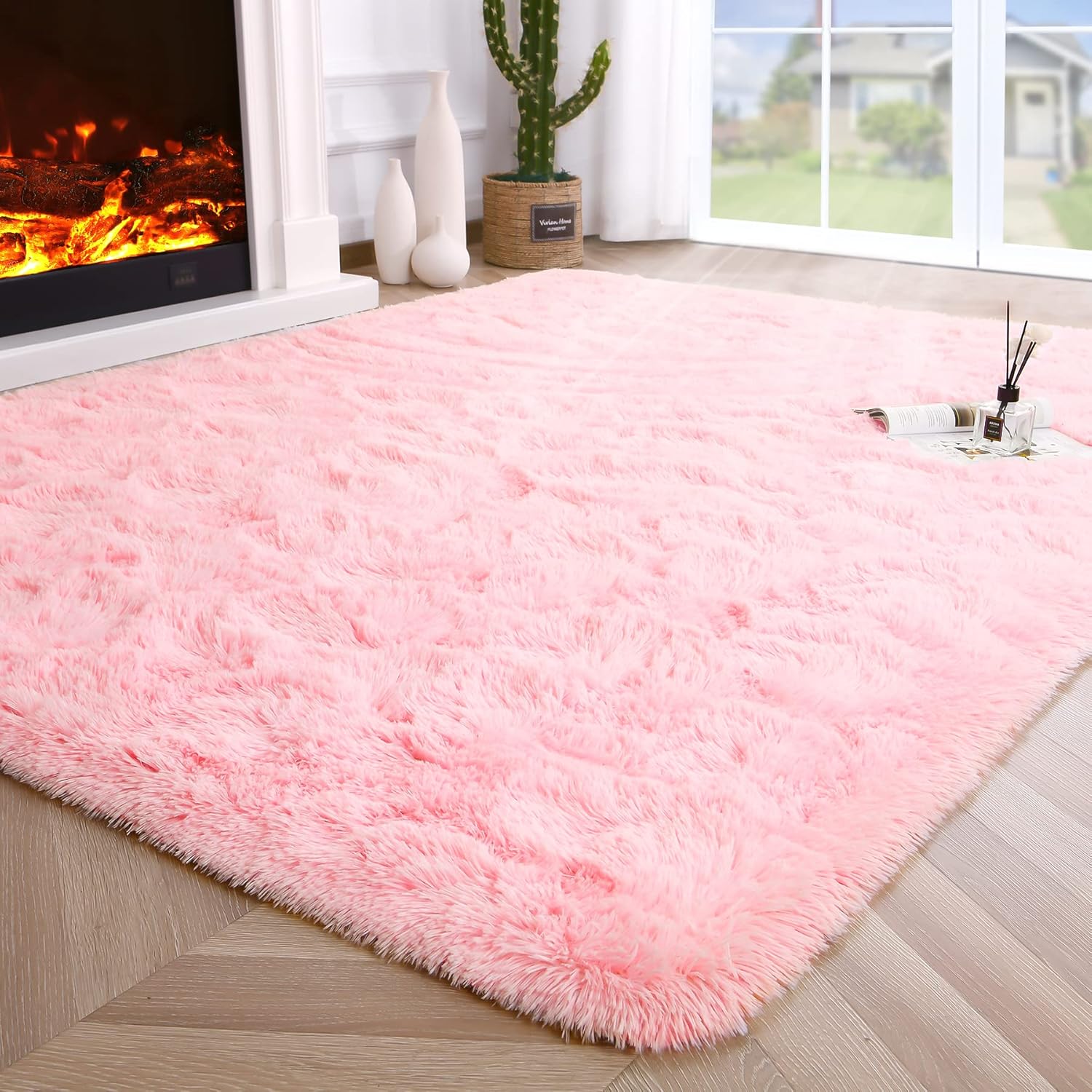 Noahas Fluffy 4x5 Pink Rugs for Bedroom Girls - Soft Shaggy Carpet