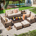 8 Pieces Patio Furniture Set with Swivel Rocker Chairs - Comfortable