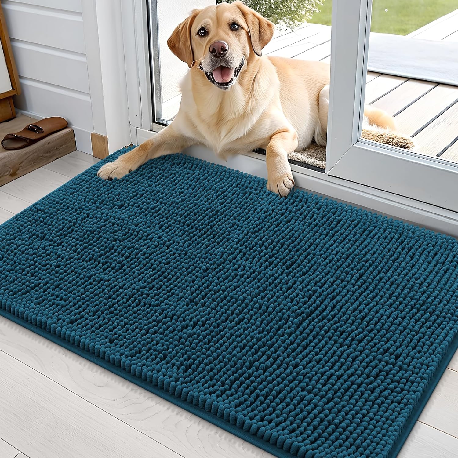 OLANLY Dog Door Mat for Muddy Paws - Absorbent Chenille Mat