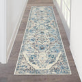 HEBE Hallway Runner Rug 2ftx6ft Washable Vintage Distressed Runner
