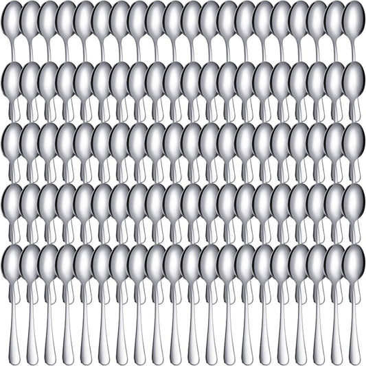 100 Pcs Demitasse Espresso Spoons by Meanplan - Classic Silver