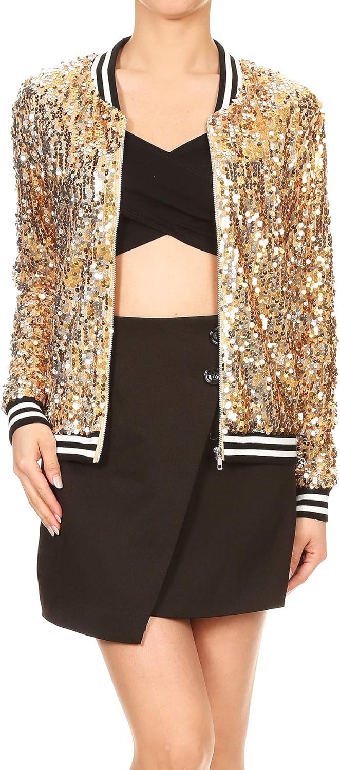 Sparkly Sequin Bomber Jacket for Women - Perfect for Parties