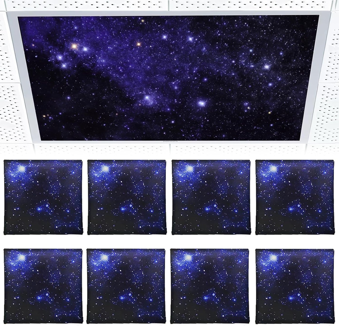 8 Pcs Fluorescent Light Covers for Ceiling Lights - Starry Sky
