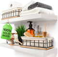 Wood Floating Shelves for Bathroom Wall - Solid White 24 x 6.7 in (Set