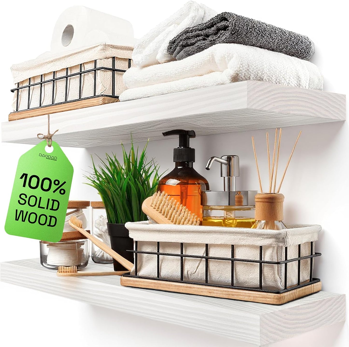 Premium Wood Floating Shelves for Bathroom and Home Decor