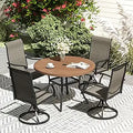 VICLLAX 5 Piece Patio Dining Set with 42in Round Table and Swivel