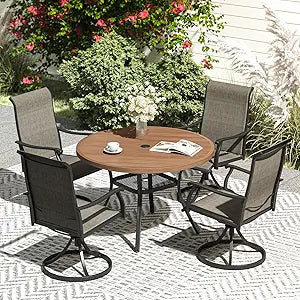 VICLLAX 5 Pieces Patio Furniture Set with Round Table and Chairs