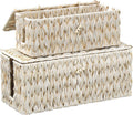 Cable Management Box Cord Organizer with Lid - Handwoven Dual-Entry