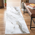 Caria Washable Non-Slip 10 ft Runner - Ivory Gold Modern Abstract