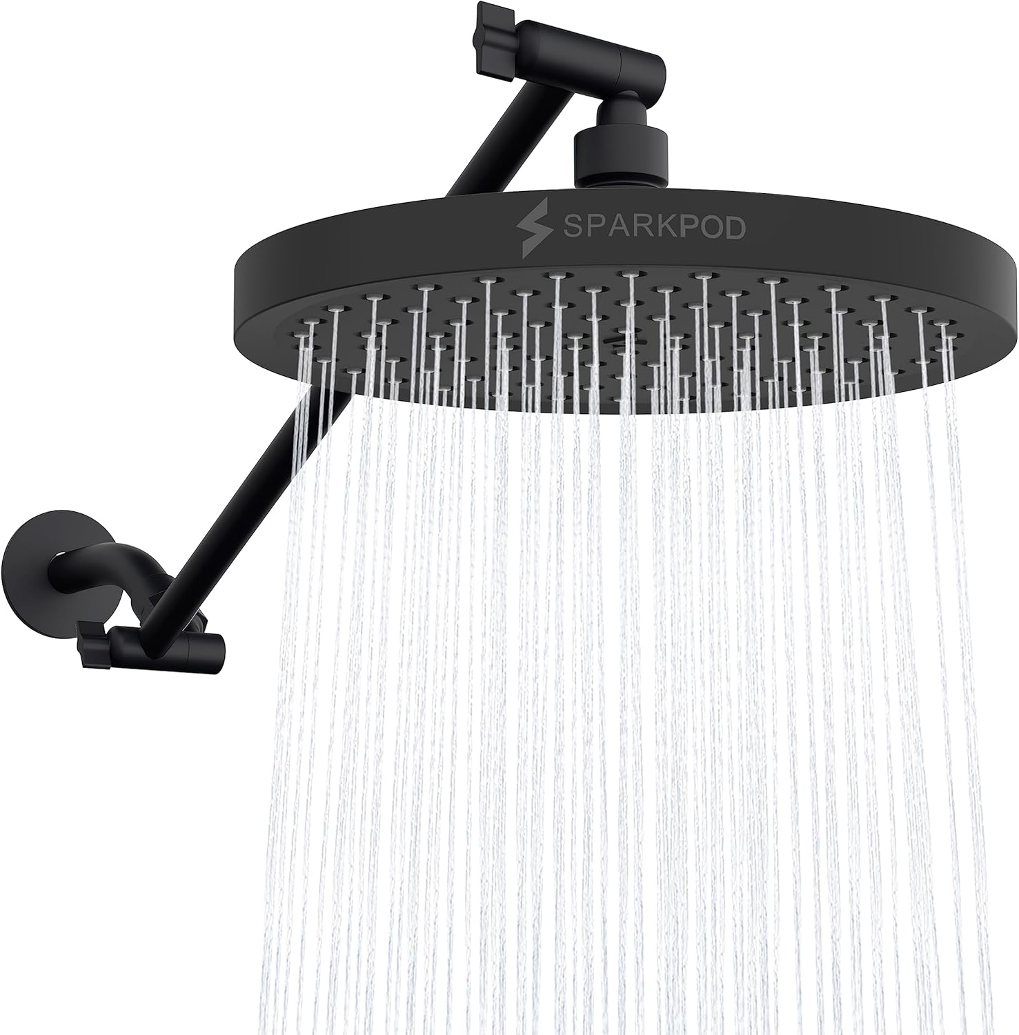 SparkPod Round Rain Shower Head with Adjustable Extension Arm