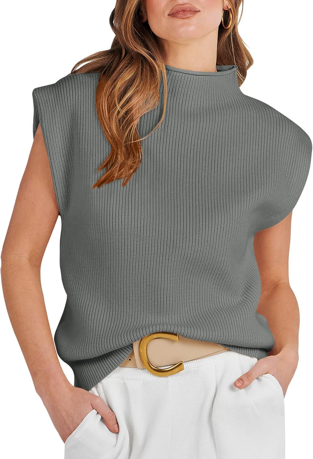 Stylish Women's Mock Neck Sleeveless Sweater Vest for Fall 2025