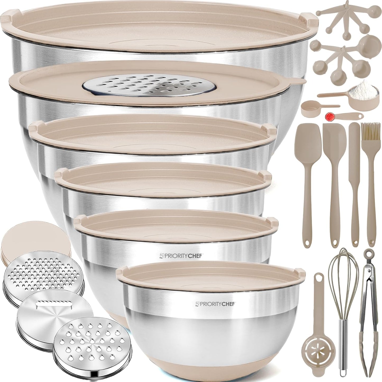 Priority Chef Stainless Steel Mixing Bowls Set with Lids