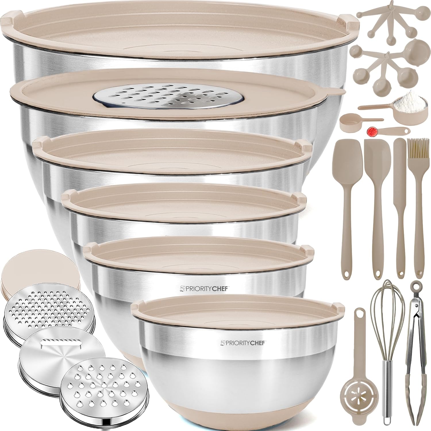 Priority Chef Stainless Steel Mixing Bowls Set with Lids