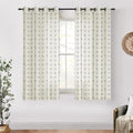 63 Inch Sheer Curtains for Living Room - Linen Floral Striped Panels