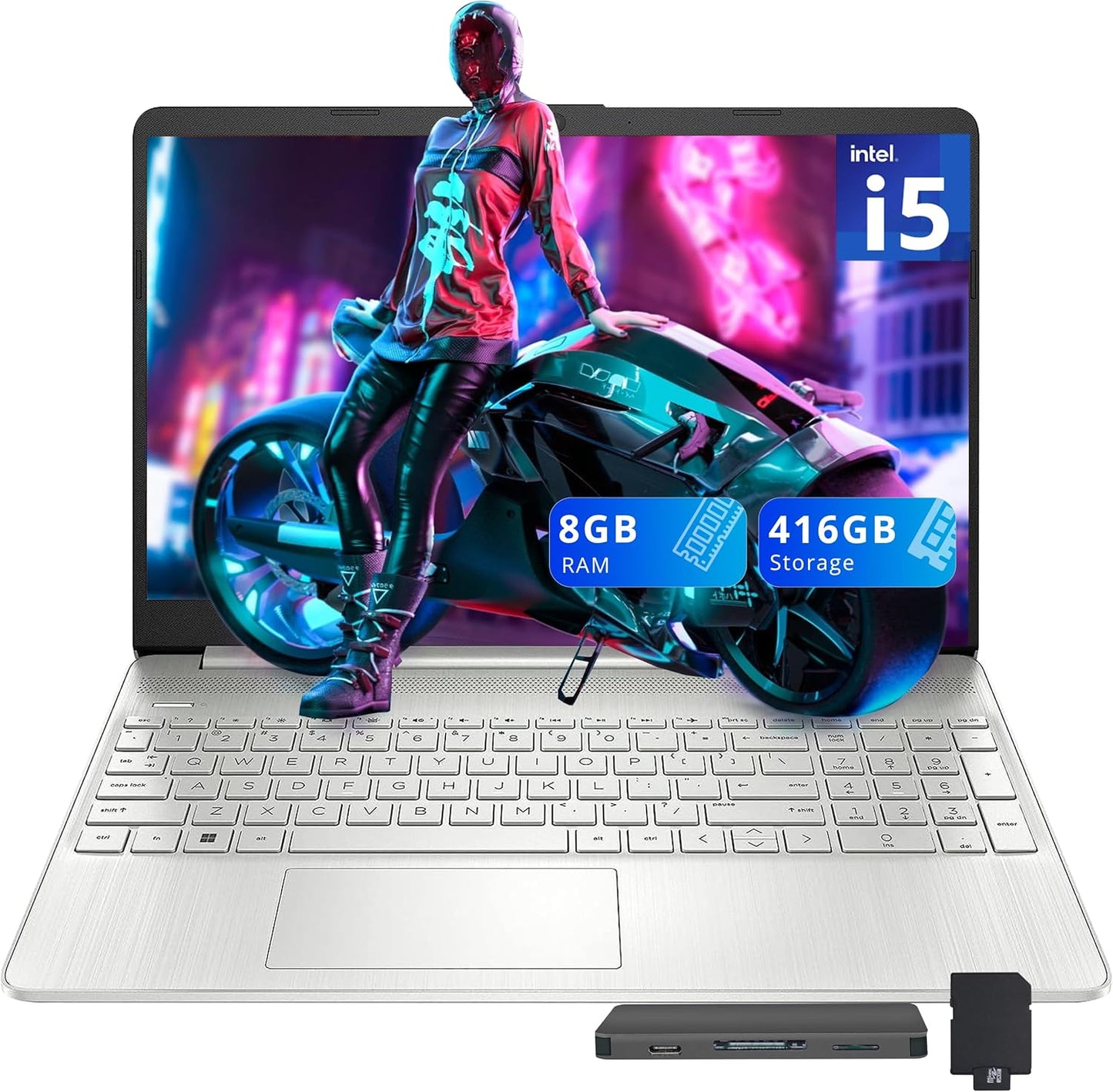 HP 15.6 FHD Laptop with Intel i5 and 416GB Storage Set