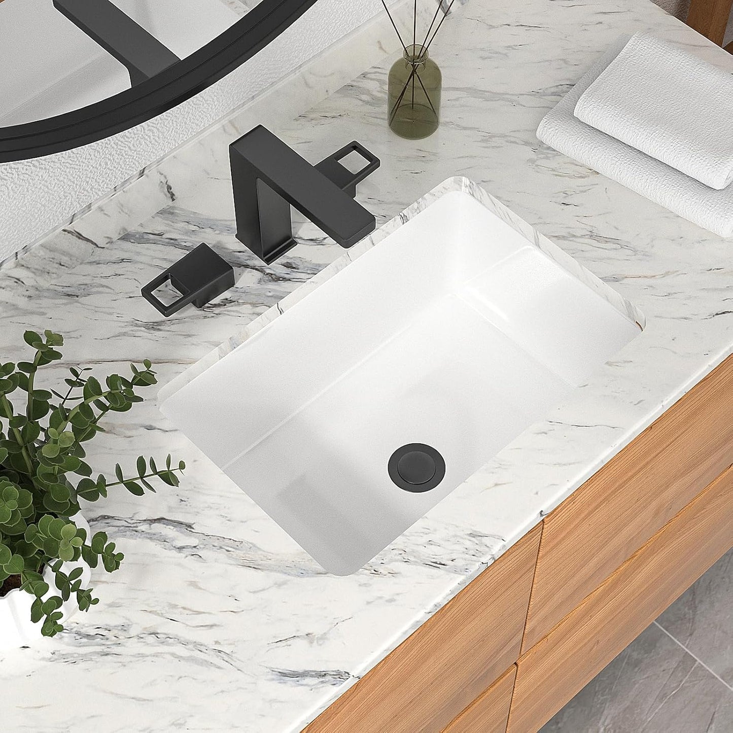 Mocoloo Undermount Bathroom Sink 18x12 Inch Rectangle Design