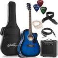 Blue Full-Size Dreadnought Cutaway Acoustic Electric Guitar - Complete