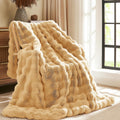 L'AGRATY Faux Rabbit Fur Blanket: Cozy Plush Bubble Throw