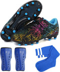 Children's Firm Ground Soccer Cleats with Protective Shin Guards