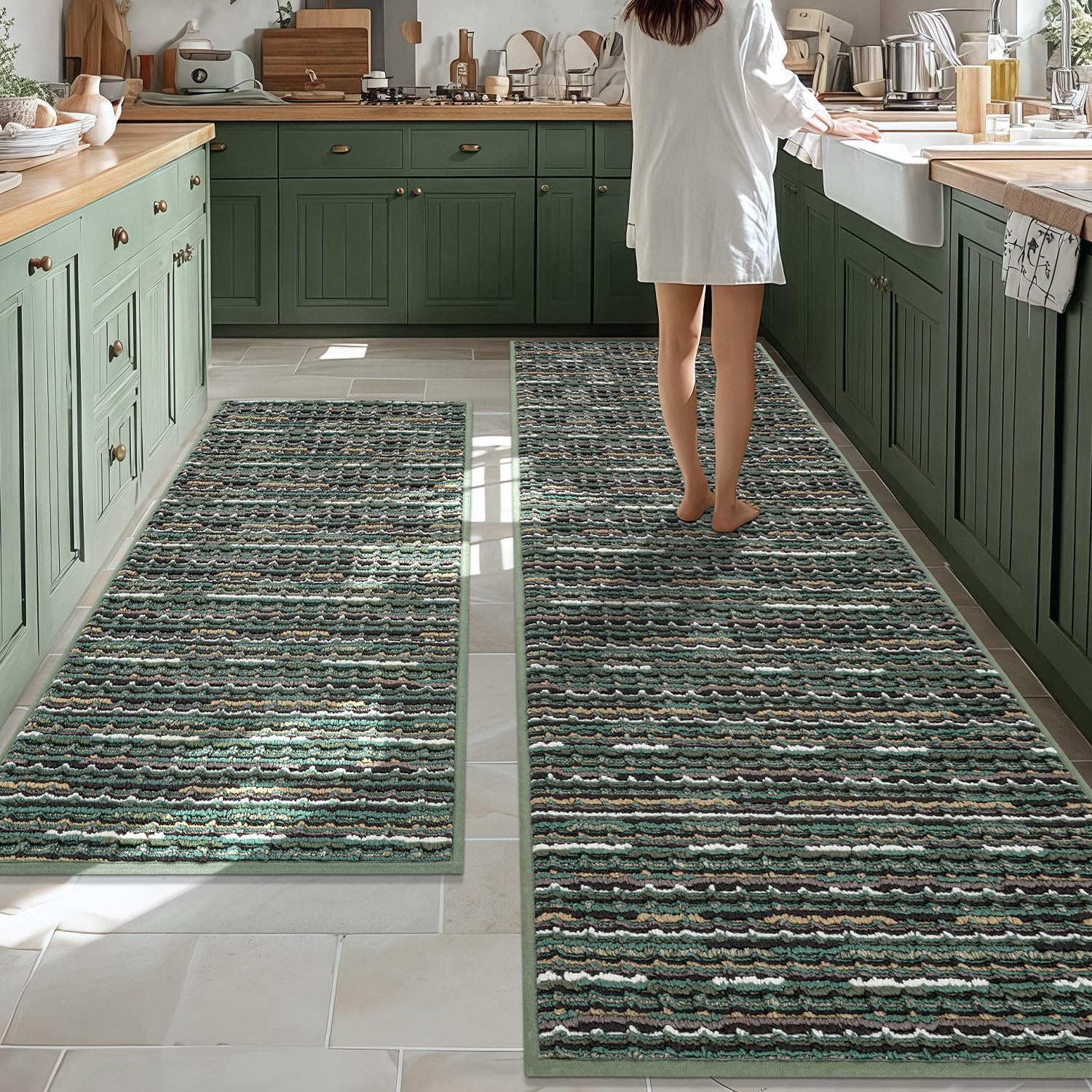 Kitchen Rugs Sets of 2 Non Slip Vintage Mats for Home Decor