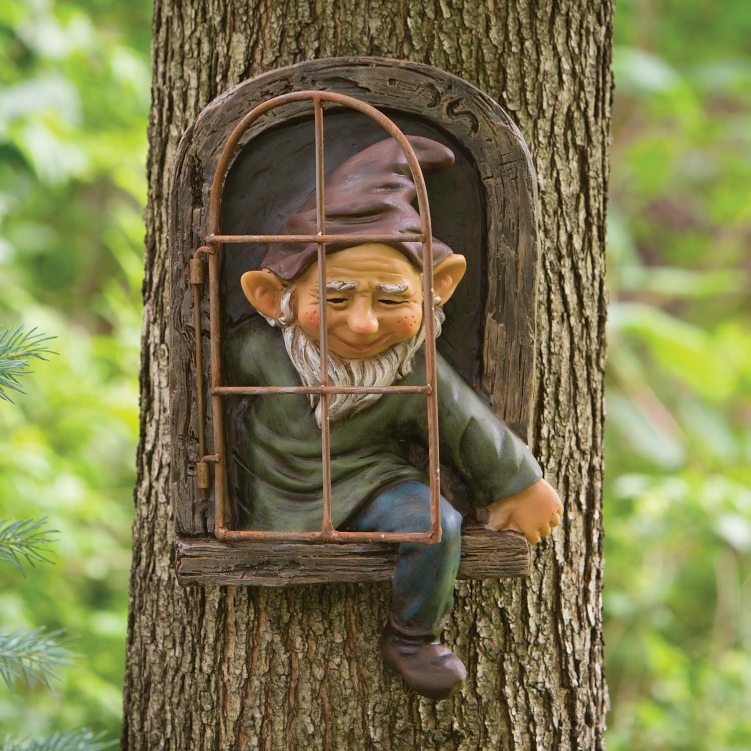 Elf Out The Window Yard Decorations for Whimsical Garden Fun