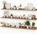 48 in Picture Ledge Shelf Set of 3 - Floating Wall Shelves for Photos