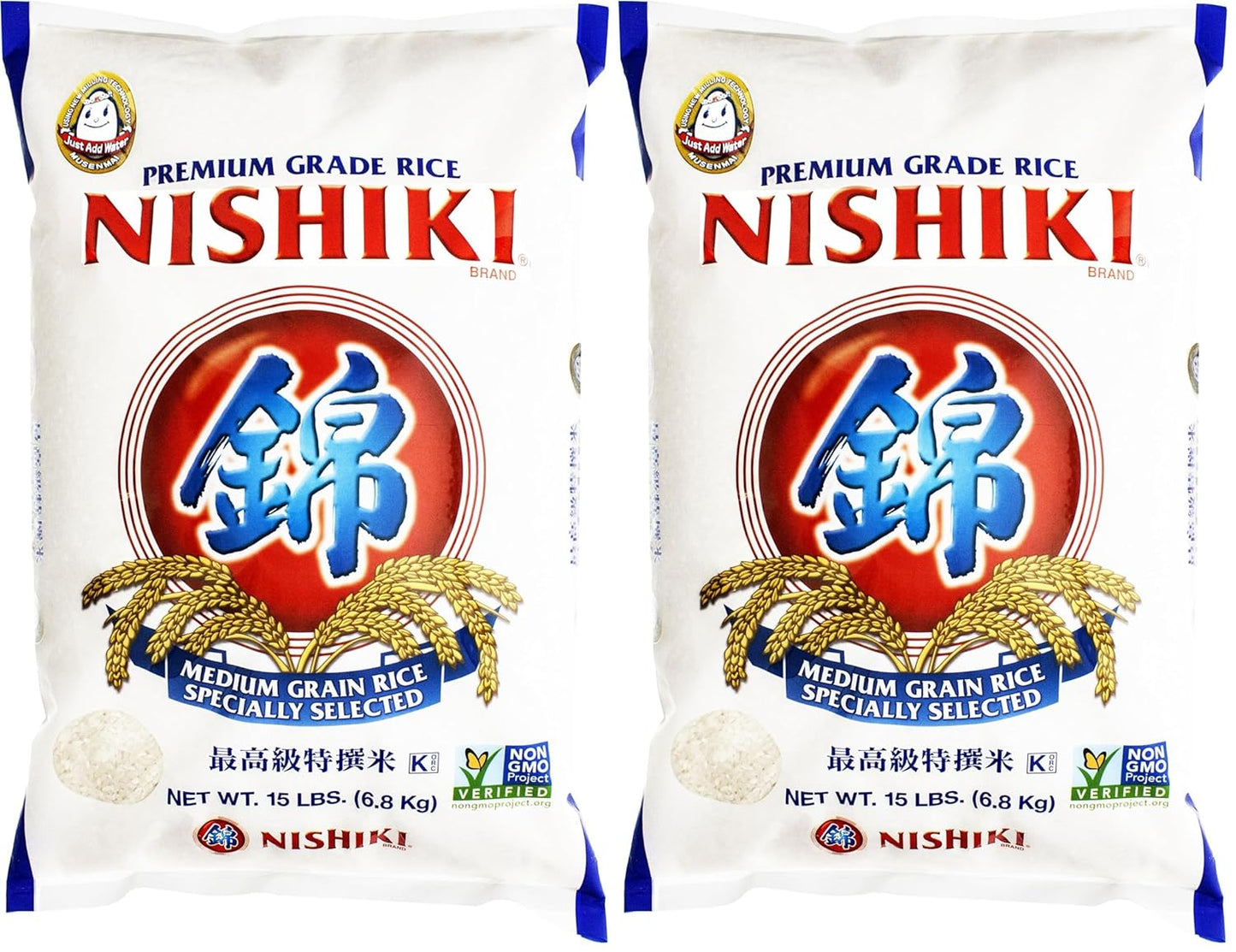Nishiki Premium Medium Grain Rice, 15 Pound Pack of 2