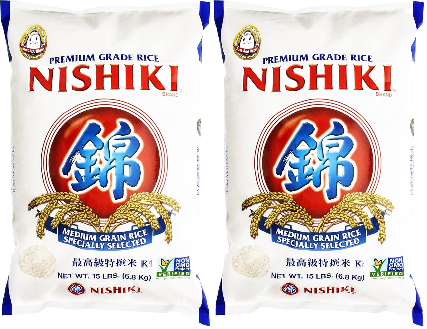 Nishiki Premium Medium Grain Rice, 15 Pound Pack of 2