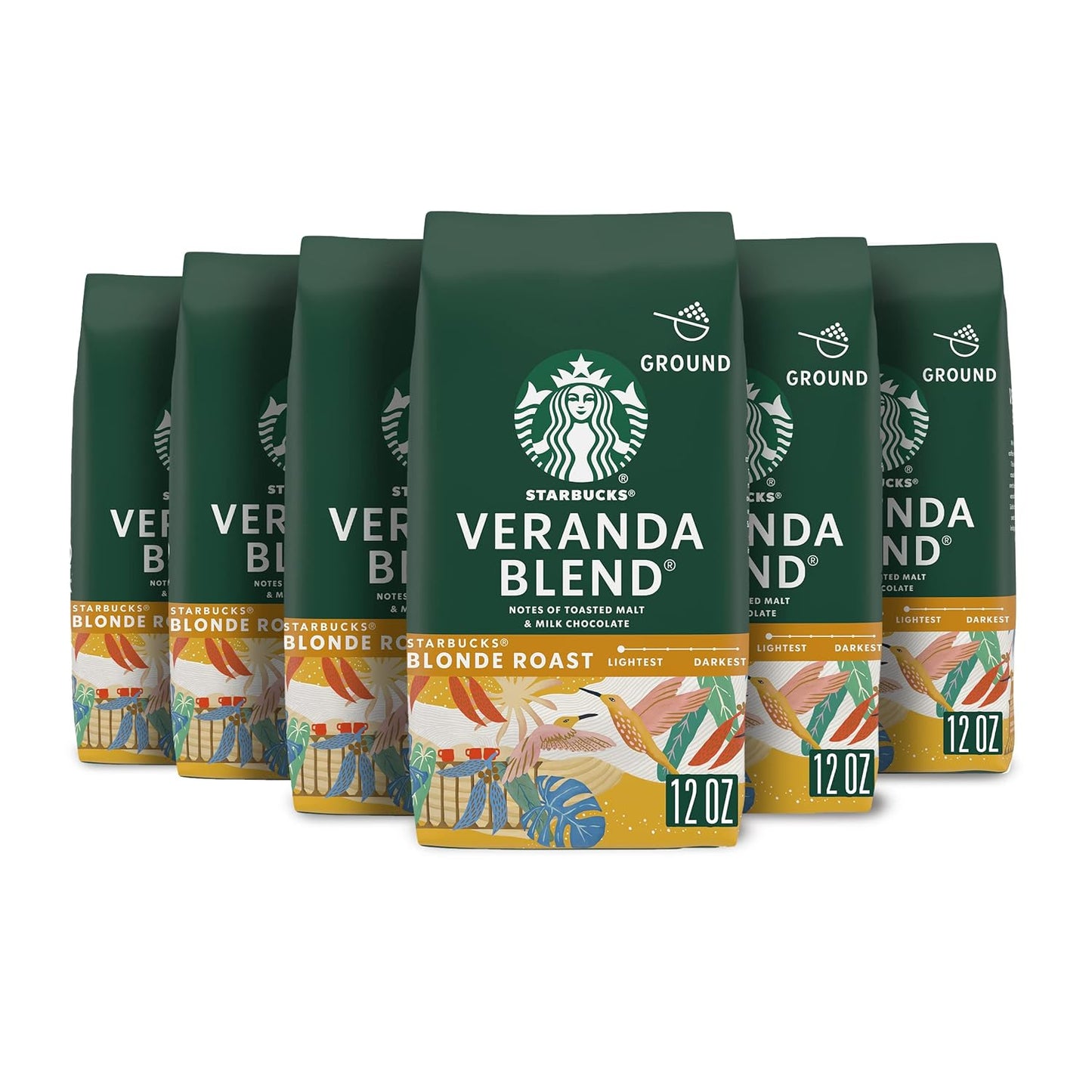 Starbucks Ground Coffee Veranda Blend 100% Arabica 6 Bags