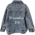 Custom Personalized Baby Toddler Girls Pearl Blue Denim Jacket - Cute