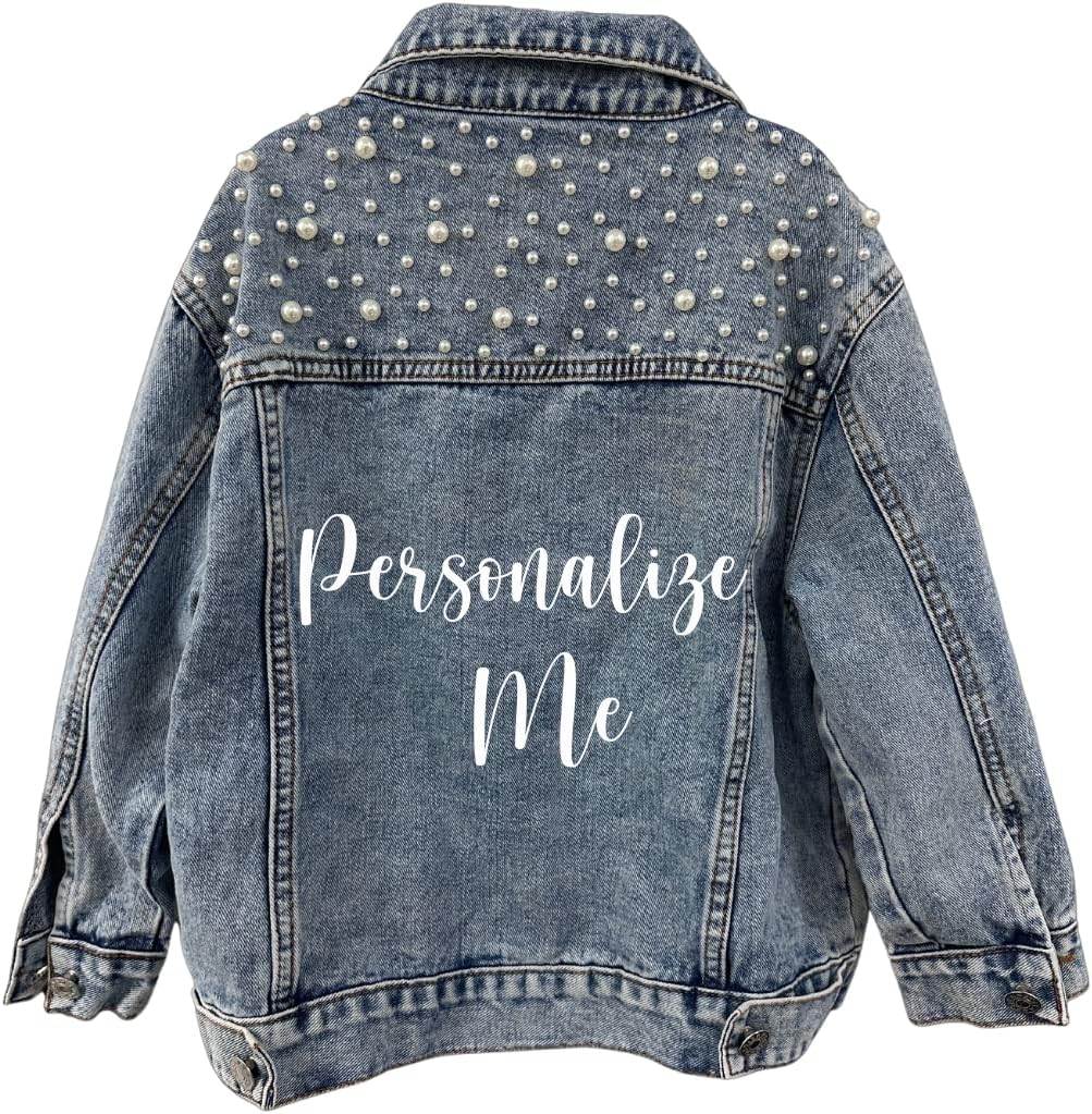Custom Personalized Baby Toddler Girls Pearl Denim Jacket