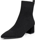 Trary Women's Pointed Toe Ankle Boots - Knit Sock Booties with Chunky