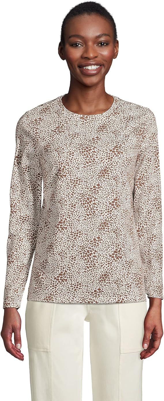 Lands' End Women's Relaxed Supima Cotton Long Sleeve Crewneck Tee