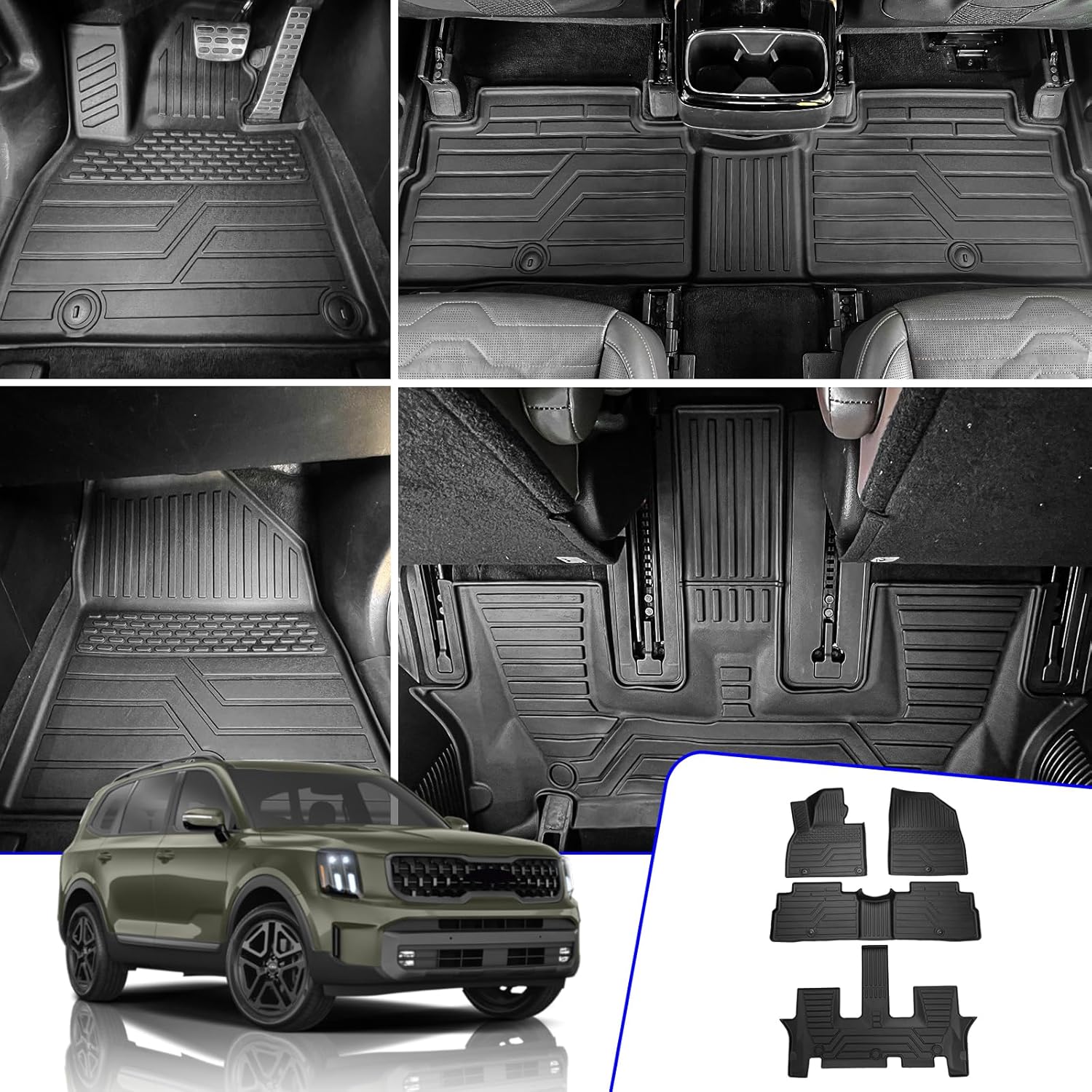 Rongtaod Floor Mats for 2020-2025 Kia Telluride 7&8 Seats