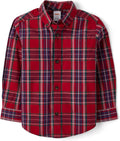 Toddler Long Sleeve Plaid Button Up Shirt - Soft 100% (Style T5B7)