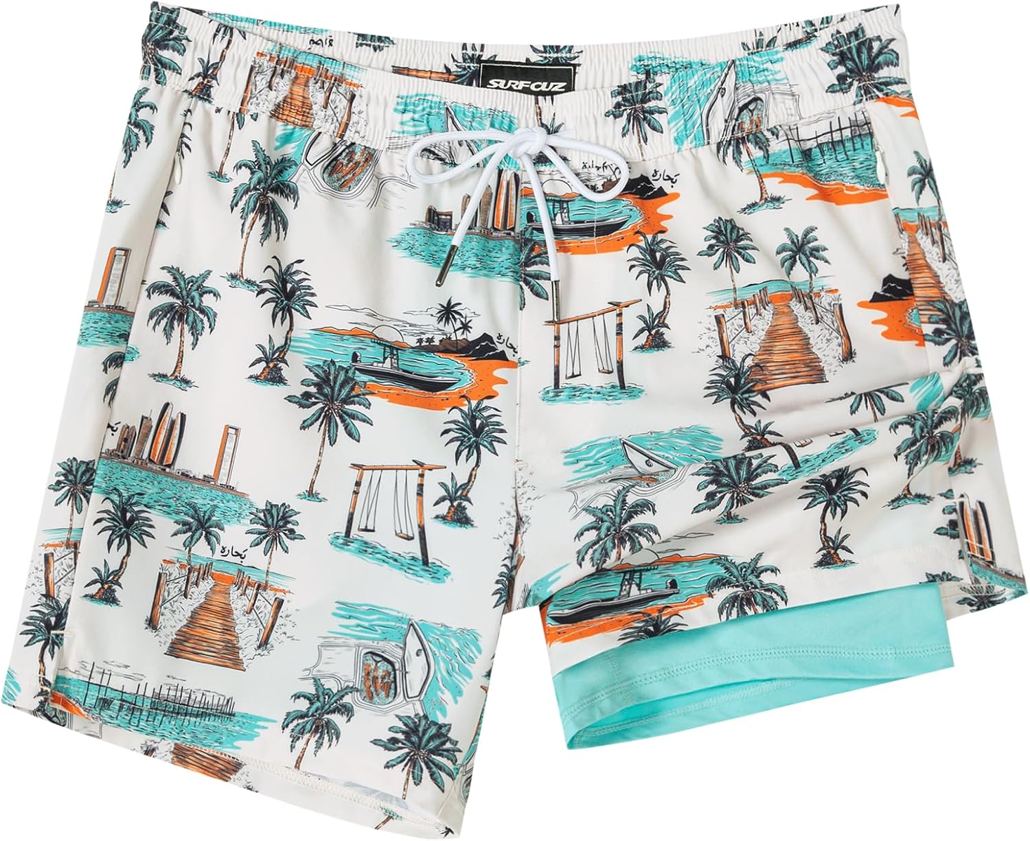 Quick Dry 5 Inch Swim Trunks with Compression Liner for Men