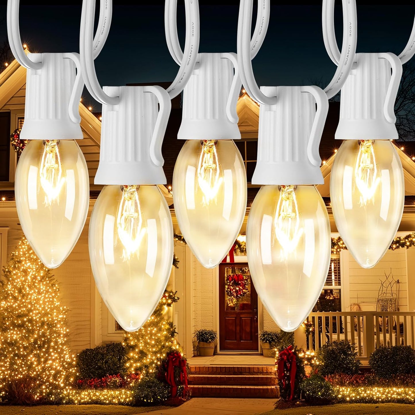 C9 Clear Christmas String Light Set for Vintage Holiday Decor