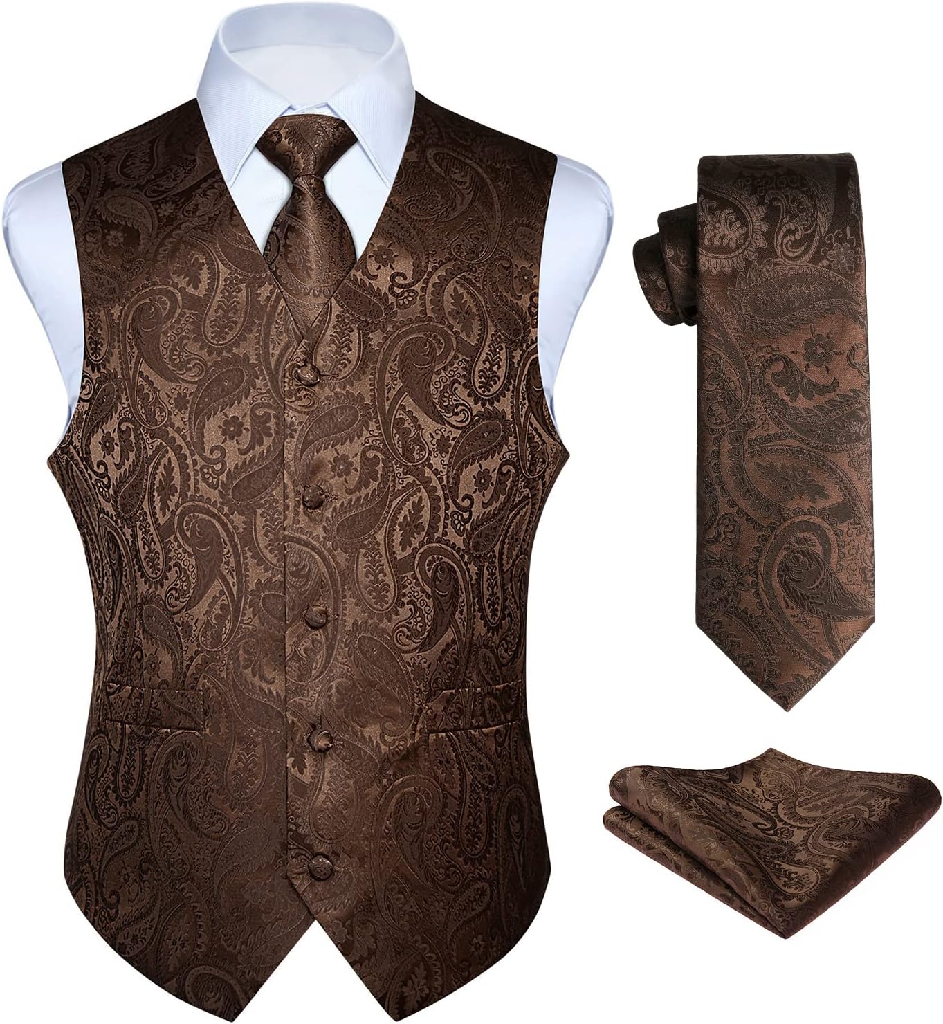 HISDERN Men's Vest Tie Set for Weddings and Formal Events