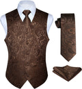 Mens Paisley Vest Tie Set - Formal Waistcoat with Tie & Pocket Square