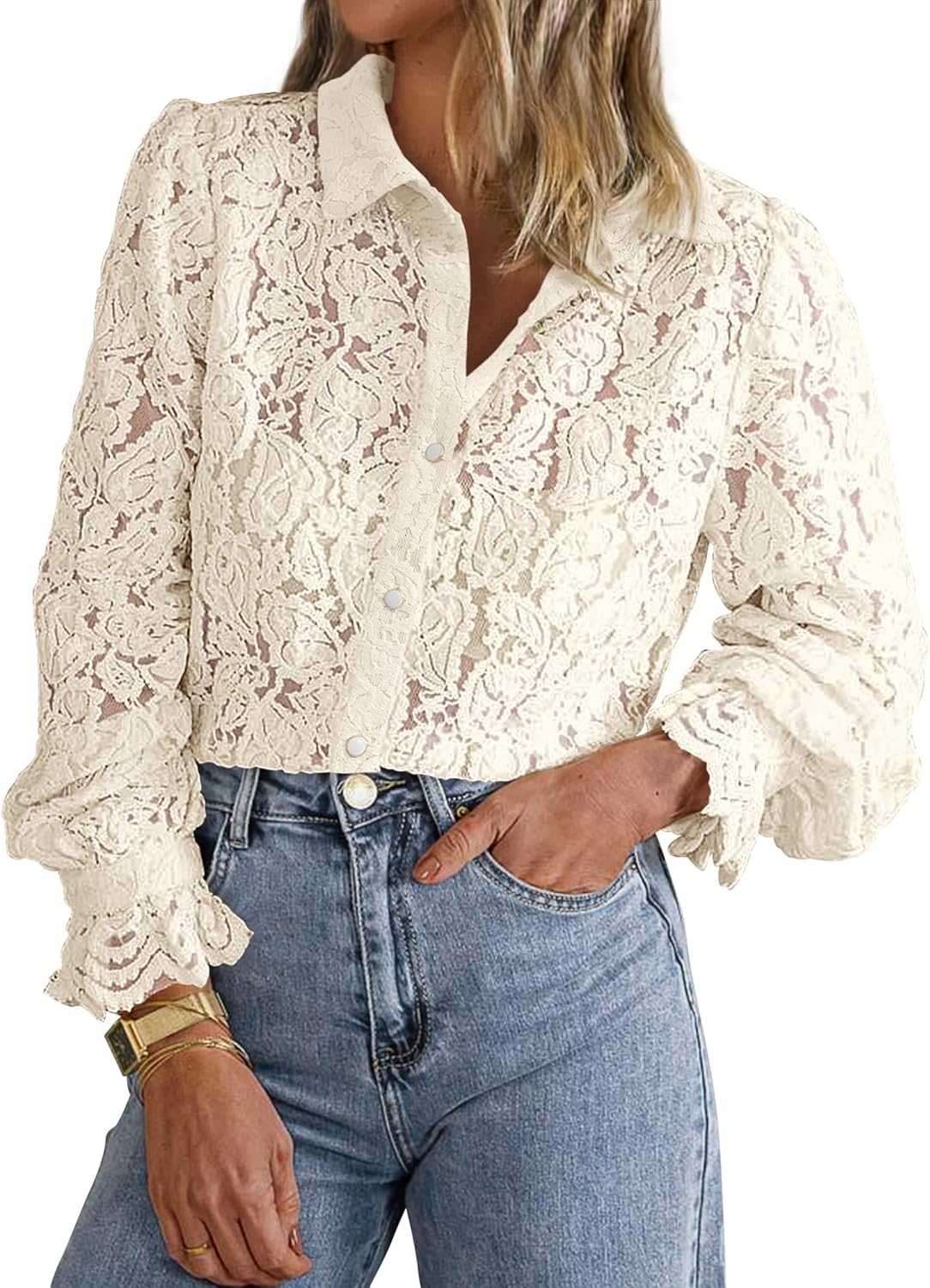 BTFBM Long Sleeve Lace Blouses for Women - Stylish and Versatile