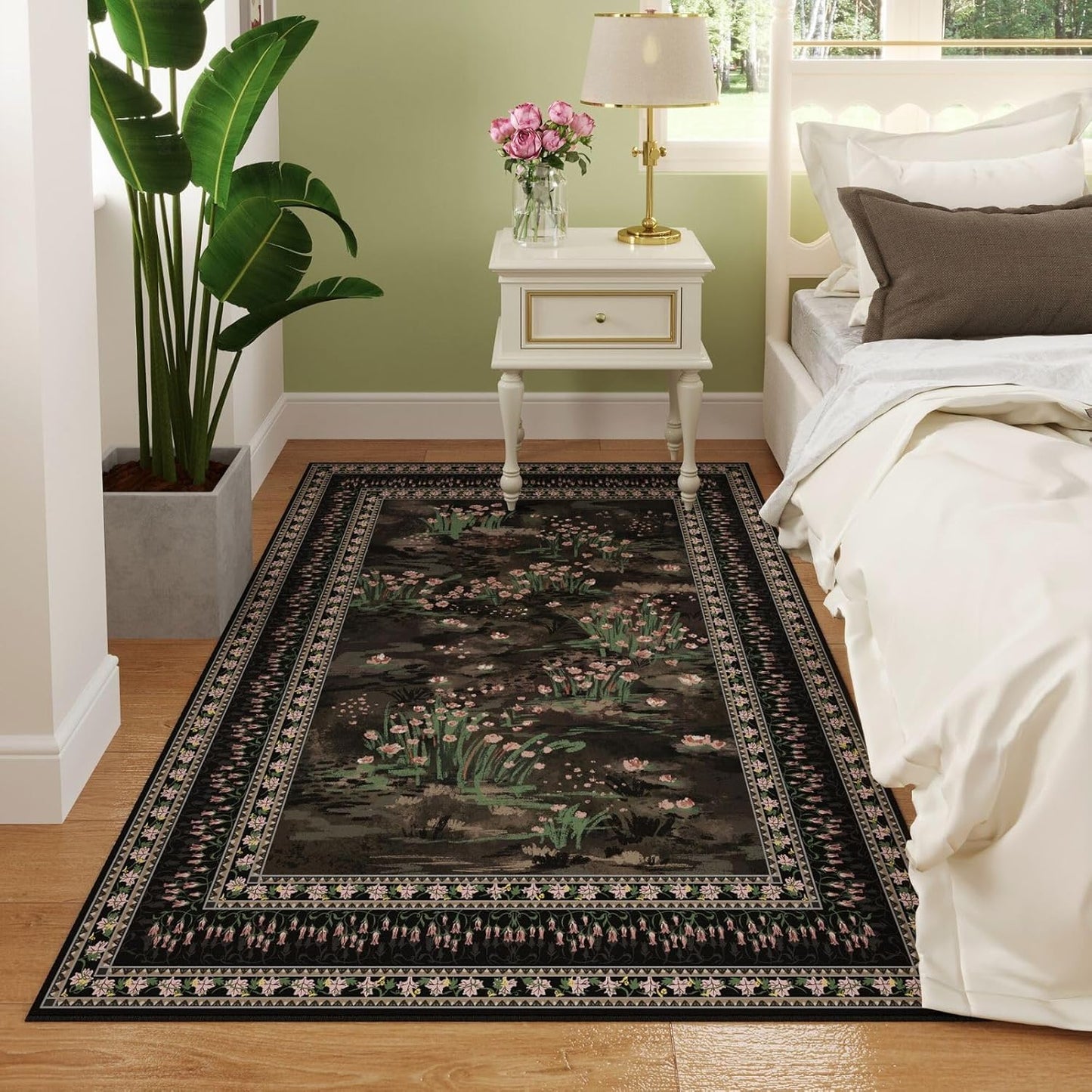 Impressionist-Style 3x5 Washable Rug for Bedroom and More