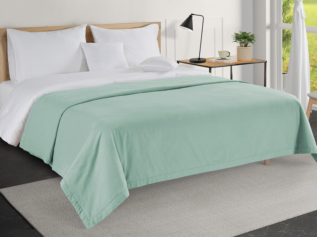 Classic 3 Layer Cotton Blanket for Full Size Bed - Cool Blue